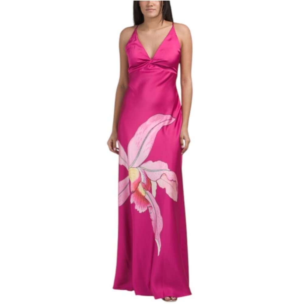 ONE33 SOCIAL Twist Bodice Placed Floral Gown